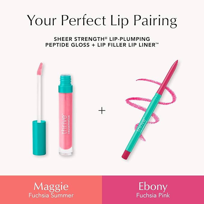 Thrive Causemetics Lip Filler Plumping Lip Liner, Fuchsia Pink Shade Ebony