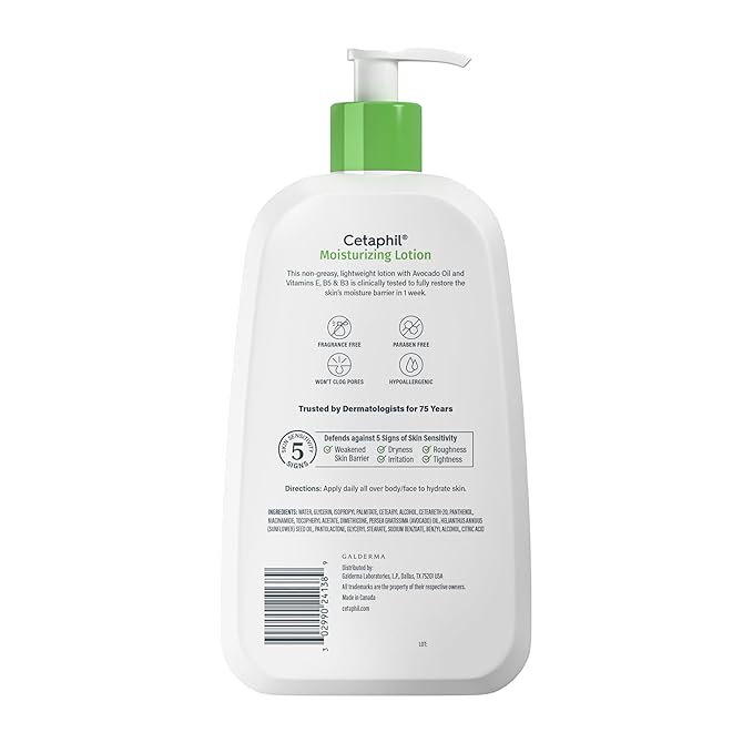 Cetaphil Moisturizing Face & Body Lotion, Sensitive Skin, 20oz