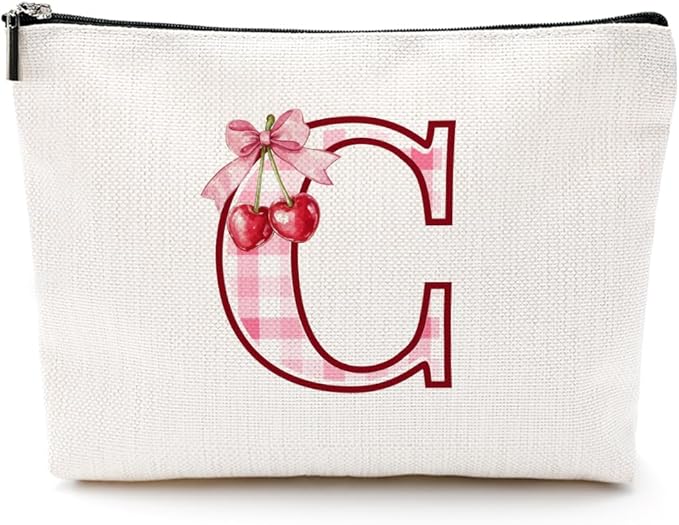 CQM Cherry Bag Initial C Makeup Bag Cherry Gifts for Women Cosmetic Bags