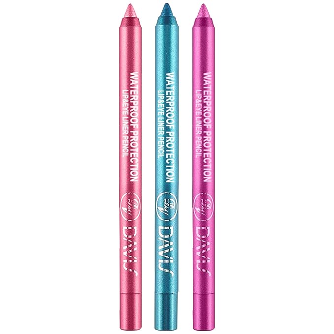 Meilury 3 Colorful Eyeliner Pen Set, Eye Shadow Pencil, Pearl Eyeliner Kit Metallic Glitter Colored Eye liner for Women Eye&Lip Liner Professional Waterproof Eye Makeup (3PCS B)