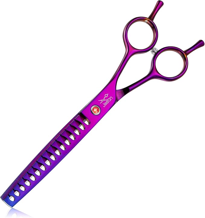 JASON Dog Grooming Chunker Scissor - 7" Professional Hair Shears Purple
