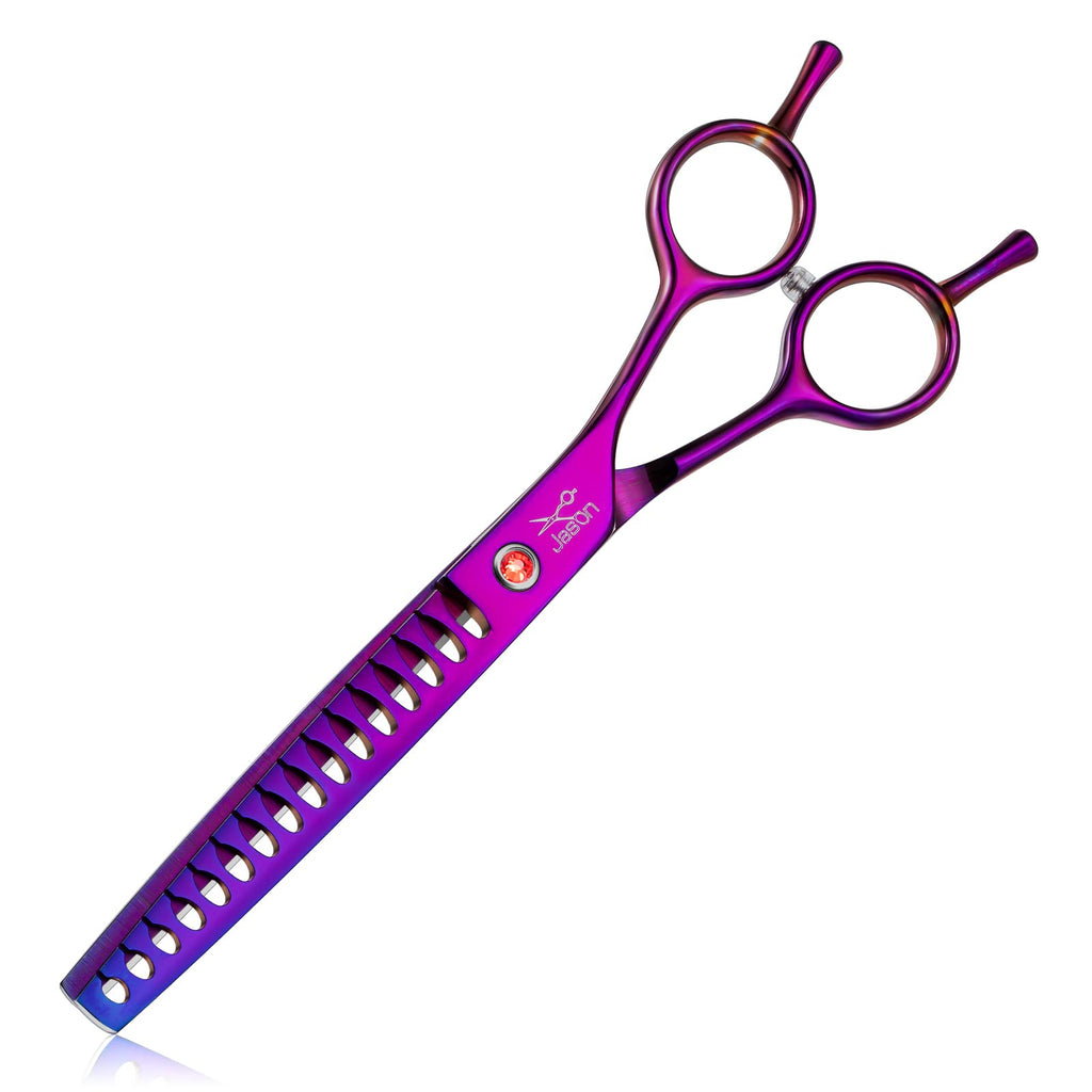 JASON Dog Grooming Chunker Scissor - 7" Professional Hair Shears Purple