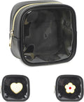 Fammart Clear Makeup Bag with 2 Cute Chenille patterns - Waterproof PU Leather Cosmetic Case, Mini Personalized Toiletry Pouch for Women & Teens, ideal for Travel & Gift