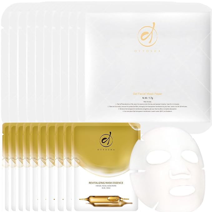 OTTOSHA Collagen Face Mask – Intensive Hydration & Deep Moisturizing Sheet Mask for Dry Skin, Anti-Aging Facial Care Full Set (10 Packs)