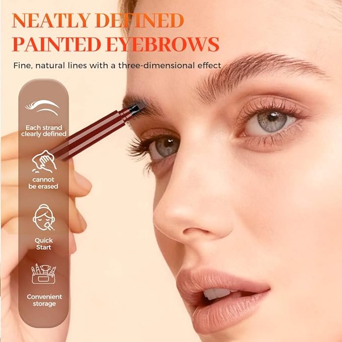 Microblading Eyebrow Pencils for Women,2026 Upgraded 3D Waterproof Eyebrow Pen,Long Lasting 4-Tip Brow Pencil, Eye Brow Pen for Natural Brows (Red Brown)