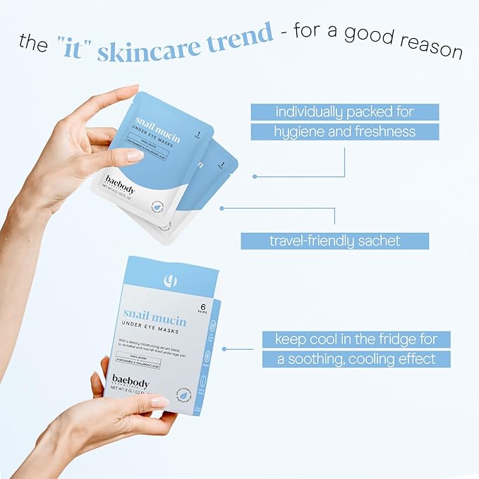 Baebody Advanced Snail Mucin Under Eye Masks, 6 Pairs