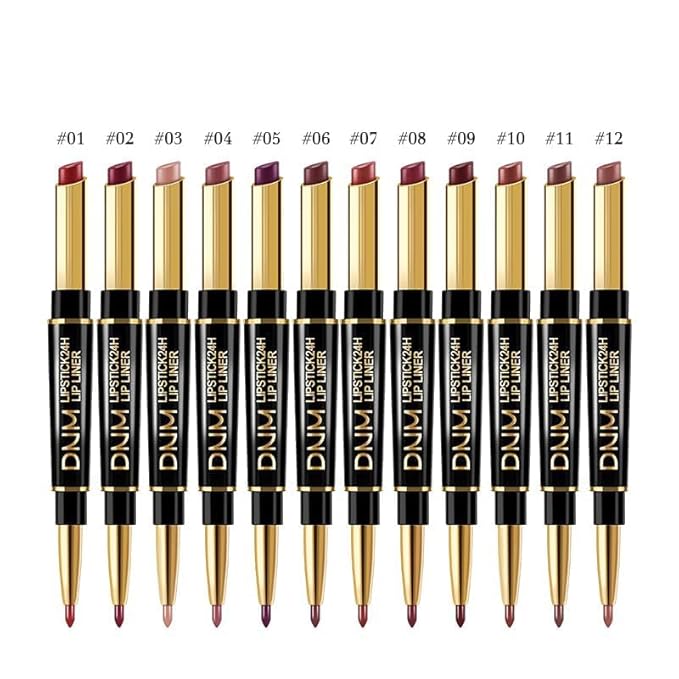 3Pcs Coral Pink, Milk Tea, Rose Mauve Lip Liner and Lipstick Set – Chestnut Nude Brown Double-Ended 2-in-1 Lip Liner and Matte Lipstick Combo, 24-Hour Wear Non-Drying, Lightweight, lapiz de labios