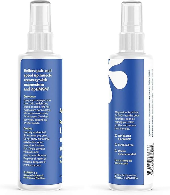 ASUTRA Zechstein Ultra Pure Magnesium Oil Spray for Feet with OptiMSM