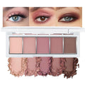 JUAAZIN 5 Colors Matte Eyeshadow Makeup Palette, 5 Natural Neutral Nude Brown Faded Rose Colors Eyeshadow, Looks for Brown Eyes Women Finish Long Wearing Waterproof Professional Eye Makeup 04#