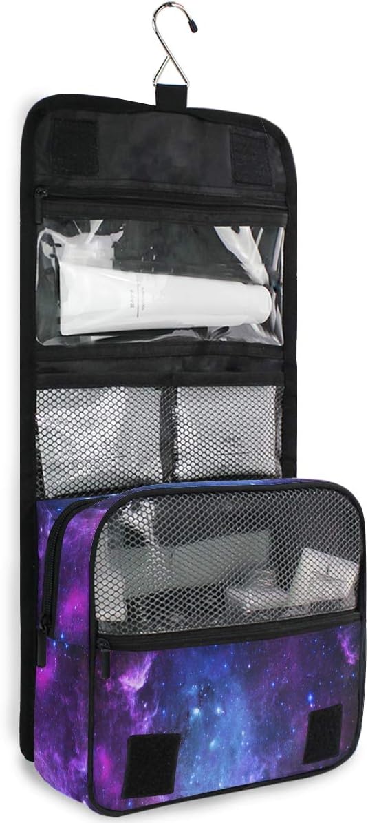 Hanging Travel Toiletry Bag Kit Makeup Case Cosmetics Organizer for Men Women (Universe Galaxy Nebula Space）