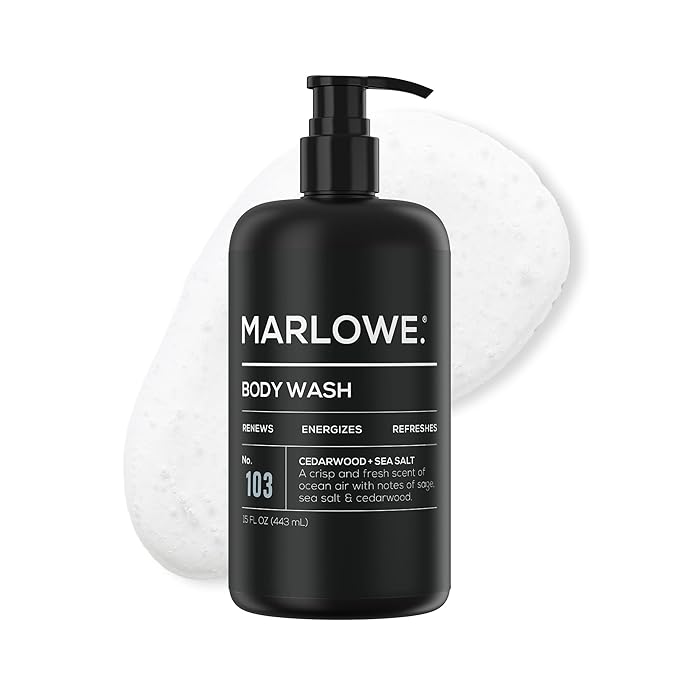 MARLOWE. Men's Body Wash, Refreshing Shower Gel, Cedarwood, 15 oz Pump