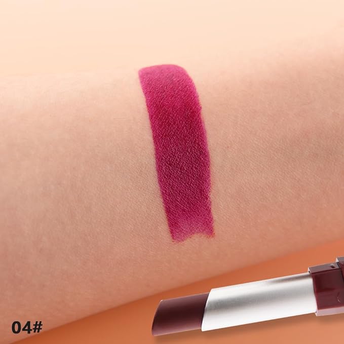IATMOMOD Burgundy Red Cream Matte Lipstick Stick 04#, Longwear Full Coverage Velvet Lip Color, Waterproof Multi-Use Lip & Cheek Makeup for Party & Daily Wear, Labial con color mate para uso diario