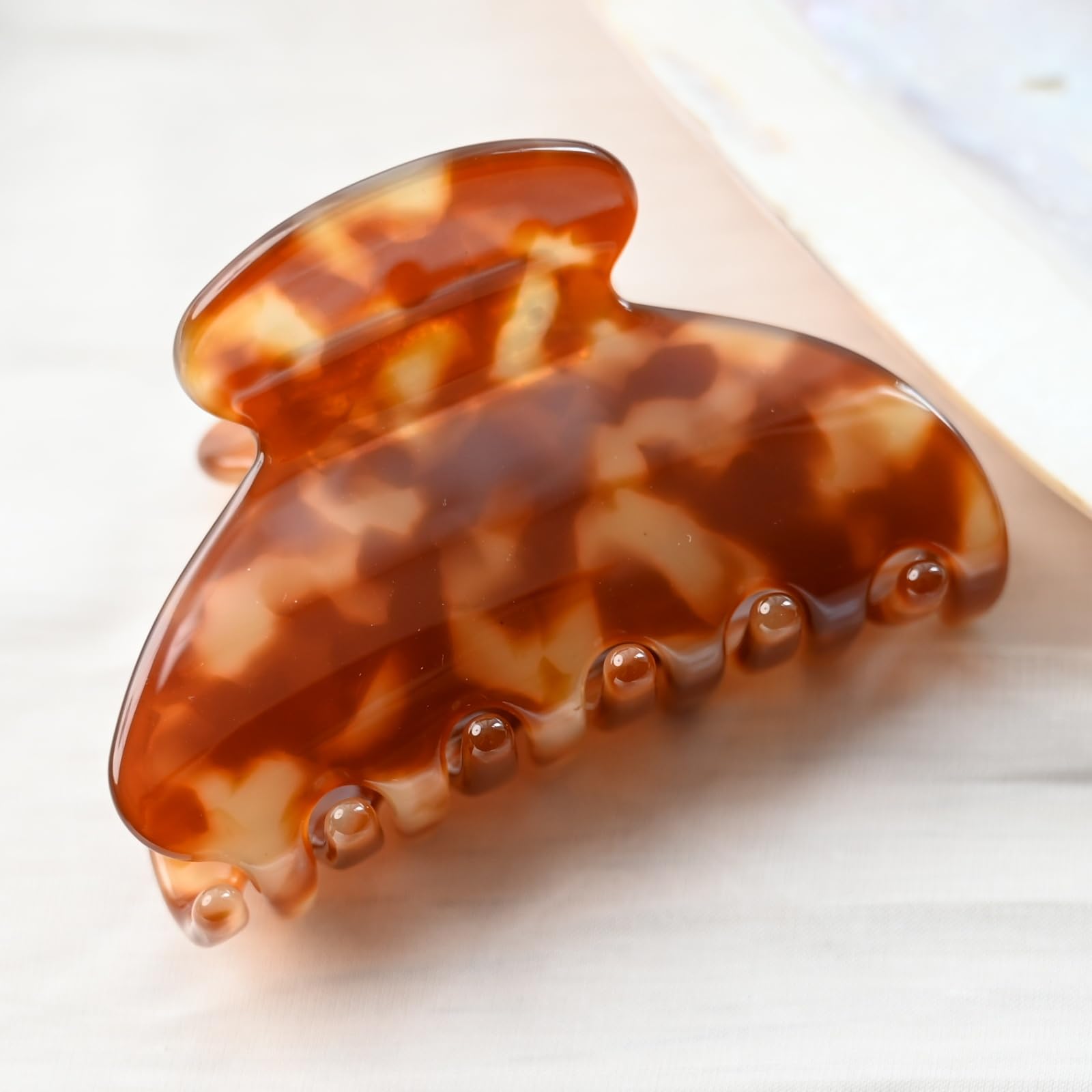 Prettyou Handmade Celluloid Acetate French Design Barrettes Tortoise Shell Claws Hair Claw Luxury Fashion Accessories Hair Clip for Women (coffee)