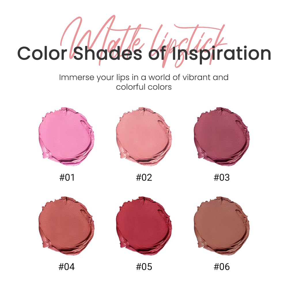 CAKAILA Nude Lip Stick,Matte Cream Lipstick Set for Women,Long Lasting Waterproof Smudge Proof Velvet lipsticks Crayon,Lip Makeup Kit Travel Size,Vegan & Cruelty-free (Pack of 1)
