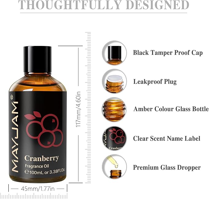 MAYJAM Cranberry Fragrance Oil Essential Oils for Diffusers, 3.38FL.OZ