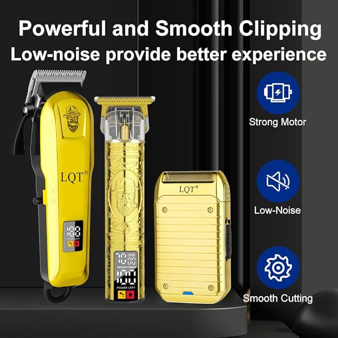 LQT Professional Cordless Hair Clippers Kit - Rechargeable Trimmer for Men with Precision Blades & Accessories | Barber-Grade Home Haircut Set