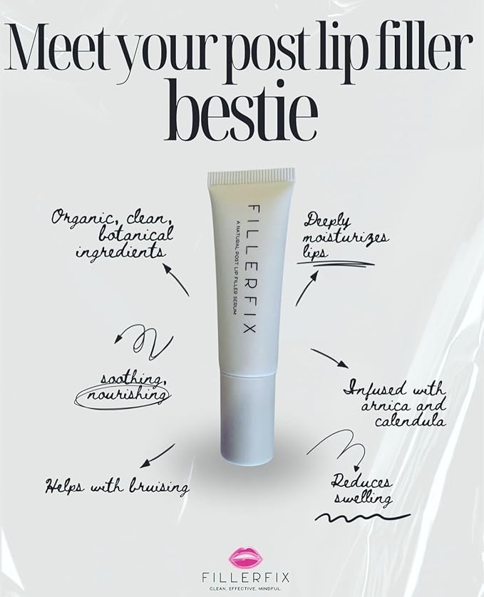 FillerFix Arnica Lip Balm for Lip Filler Aftercare, Lip Filler Aftercare Balm to Reduce Swelling & Bruising, Cooling Ceramic Applicator, Organic Calendula, Jojoba Lip Serum for Post-Filler Recovery