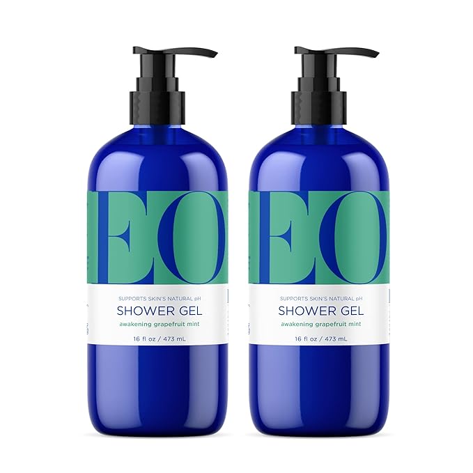 EO Shower Gel, 16 Ounce (Pack of 2), Grapefruit and Mint, Body Wash made with Essential Oils for Men and Women