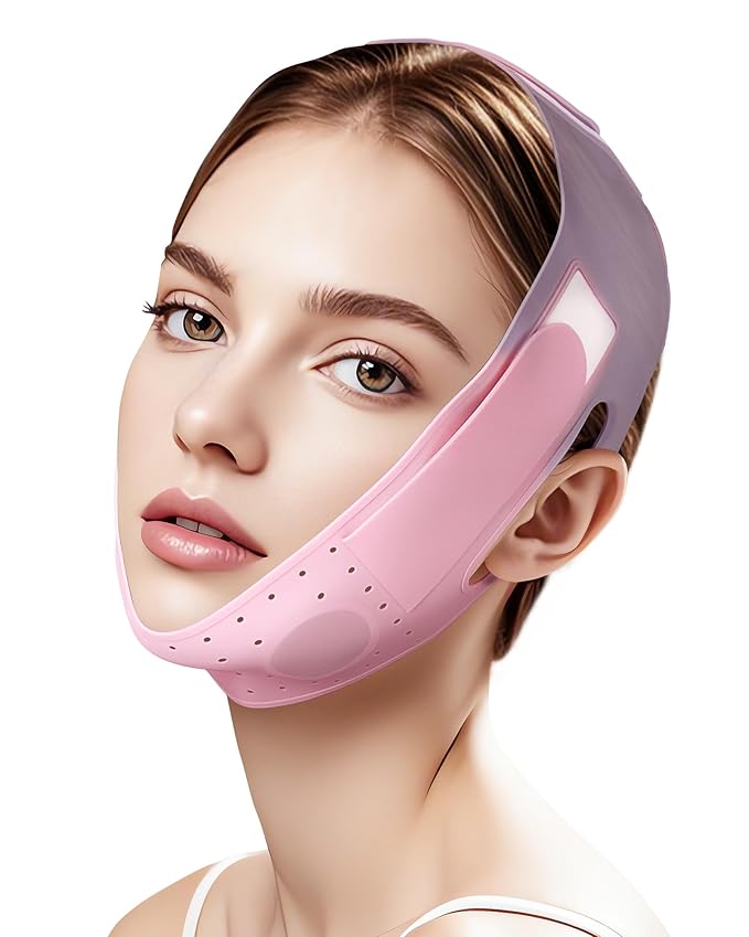 Reusable V Line Silicone Face Strap, Soft Silicone Chin Strap for Women 23-27 Inches