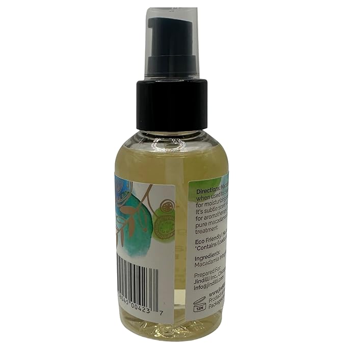 Jindilli Pure Macadamia Oil-Australian Cold-Pressed Refined, Filtered, All-Natural, Cruelty-Free-Travel Moisturizer for Hair, Skin, Nails, Massag-Sensitive Skin, Eczema, Rosacea and Psoriasis-3.4 oz