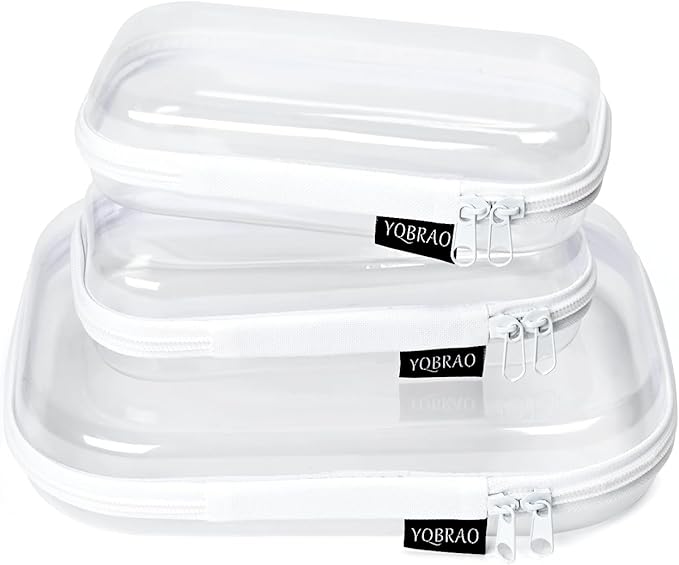 YQBRAO Clear Hard Shell Organizer Cases, 3-Pack, White