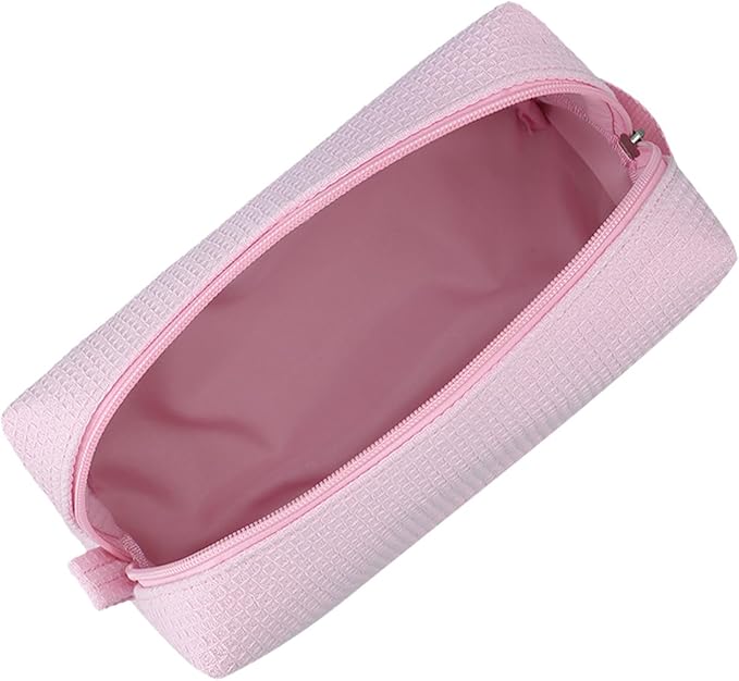 DYSHAYEN Small Waffle Makeup Bag for Travel, Pink