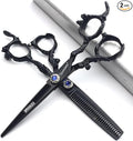 6/7/8/9-inch professional hair clipper set, stainless steel sharp hair clippers, hairdresser specific scissor(6 inches, 2 pieces-E)