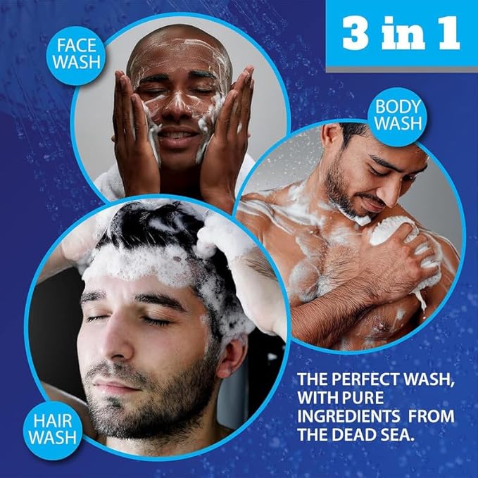 Dead Sea Collection Sandalwood Men’s Body Wash – 3 in 1 Body Wash for Men for Hair, Face & Body – Moisturizing Shower Gel with Dead Sea Minerals – Pack of 2 (33.8 fl oz each)