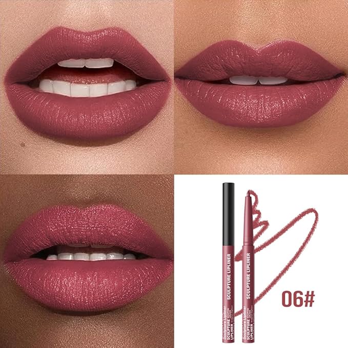 K06 Hxssll 12 Colors Matte Lip Liner Pencil – Long Lasting Waterproof Lip Liner, Smudge Proof Transfer Proof Lip Pencil, High Pigment Lip Makeup for Defining & Filling Lips (06#, 1PCS)
