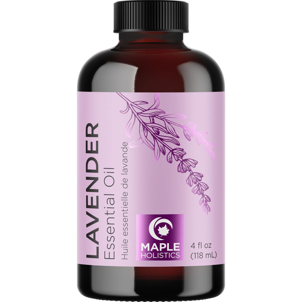 Pure Lavender Essential Oil - Lavender Oil for Hair Skin and Nails Plus Aromatherapy Diffusers Humidifiers Linens and Baths for at Home Spa Self Care - Premium Grade Non-GMO in Glass Bottle (4 Fl Oz)