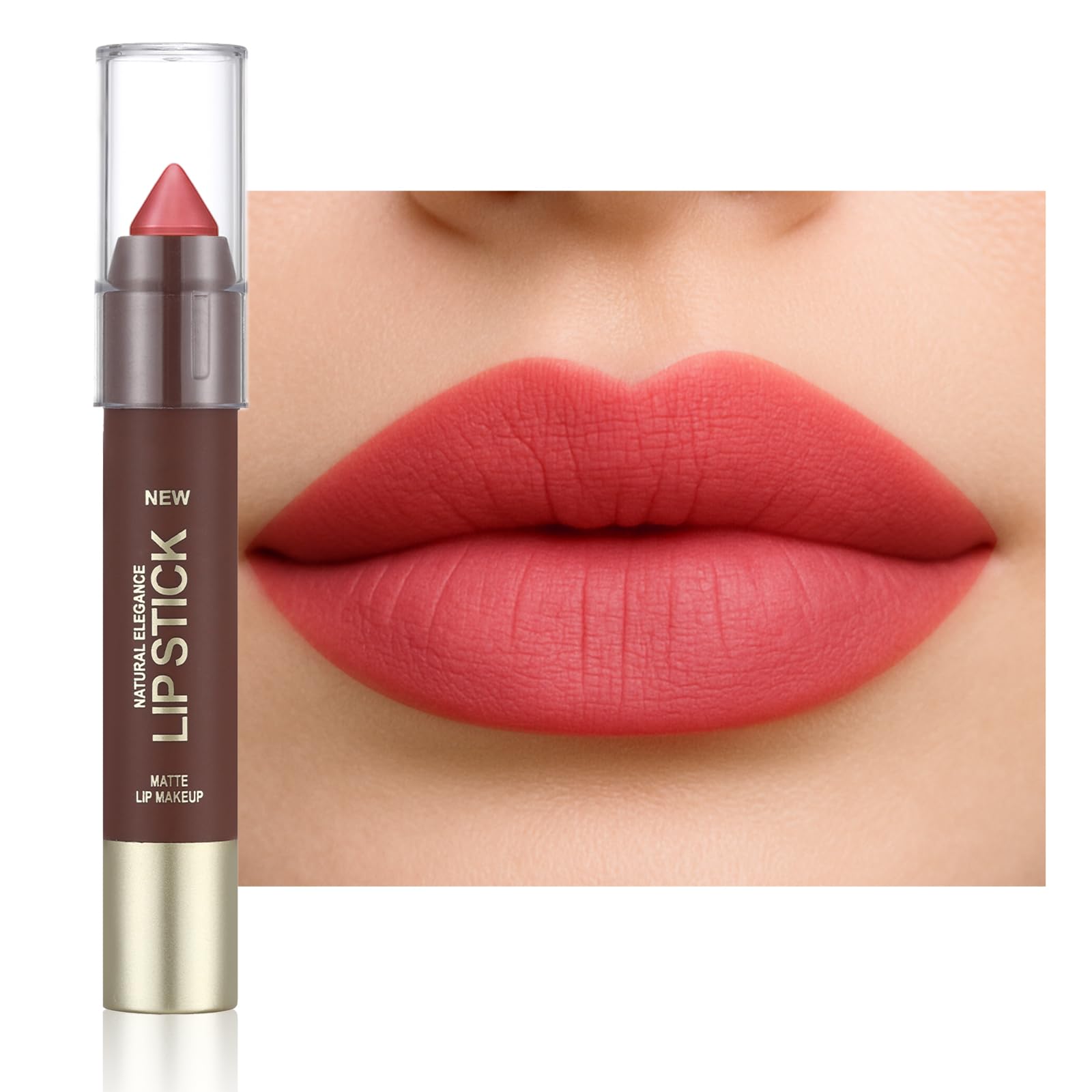 Erinde Matte Lipstick Lip Liner Crayon for Women, 24 Hour Lipstick Lip Liner Pencil, Neutral Lip Stick Lipliner Waterproof Long Lasting Smudge Proof, Vegan & Cruelty-Free, 04 Tomato Coral