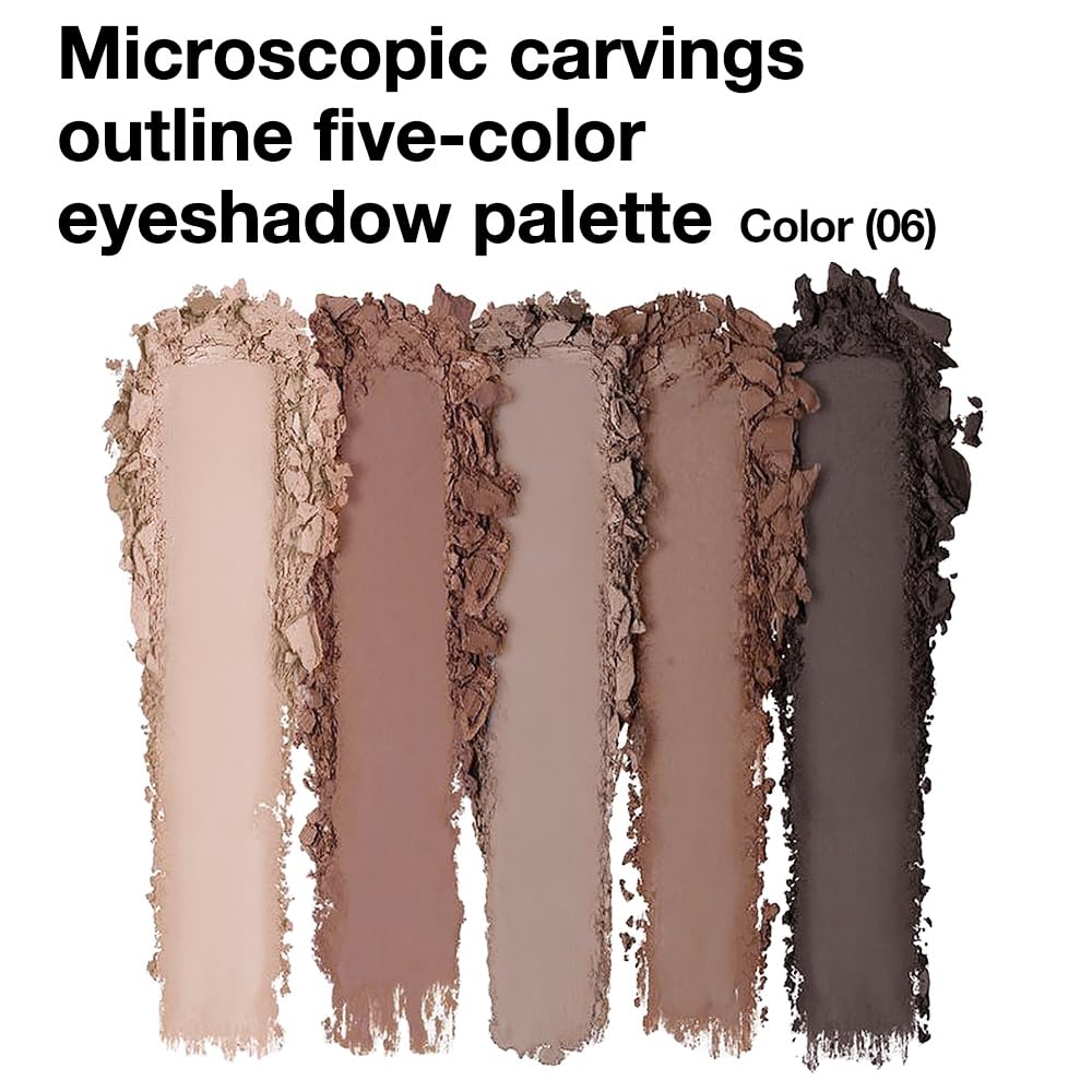 JUAAZIN 5 Colors Matte Eyeshadow Makeup Palette, 5 Natural Neutral Nude Brown Cool-Toned Nude Taupe Eyeshadow, Looks for Brown Eyes Women Finish Long Wearing Waterproof Professional Eye Makeup 06#