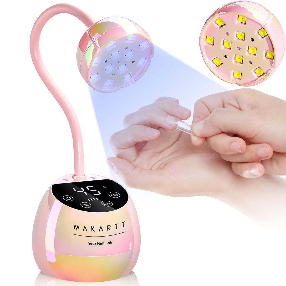 Makartt UV Nail Lamp for Gel Nails Polish Cordless Gooseneck 10s Flash Cure