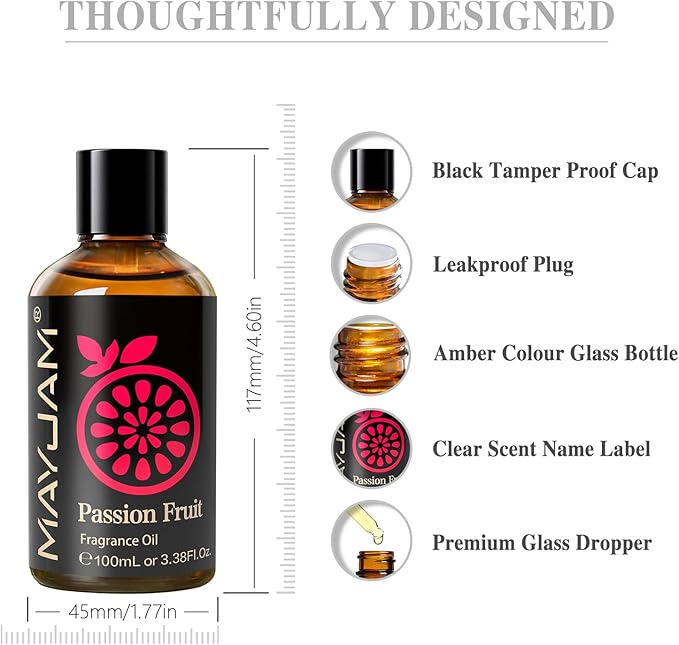 MAYJAM Passion Fruit Fragrance Oil Essential Oils for Diffusers, 3.38FL.OZ