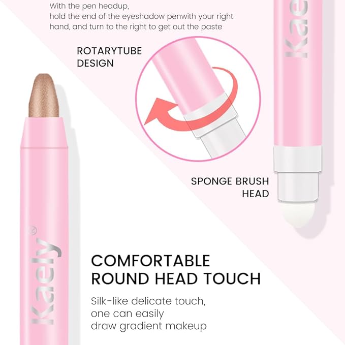 evpct 2Pcs Cream Eye Shadow Brightener Sticks Set for Eyes Waterproof, Champagne & Sand Shimmer Cream Eyeshadow Applicator Stick Long Lasting Pigmented Eye Makeup sombras en crema para ojos 17+25