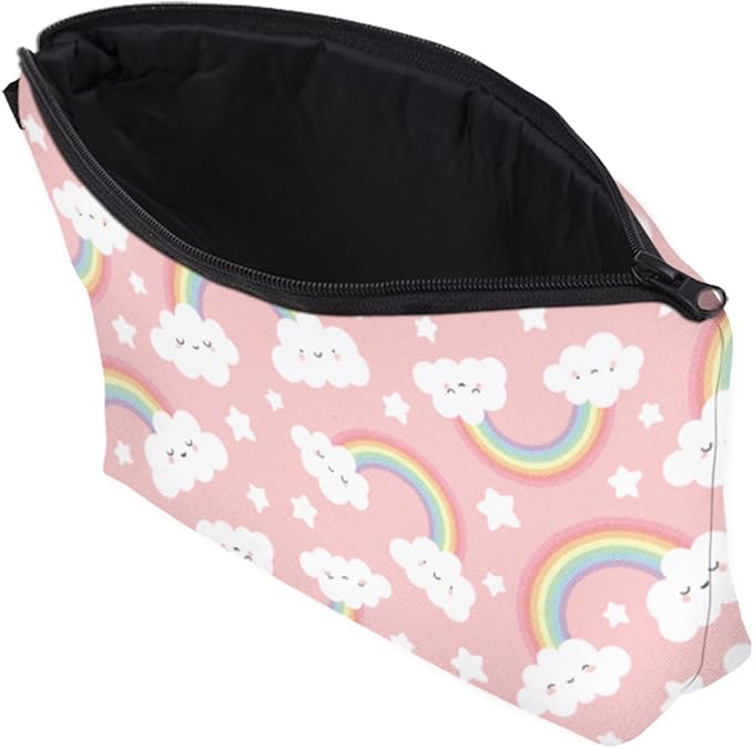Aiphamy Cute Travel Makeup Bag Cosmetic Bag Small Pouch Gift for Women (Cloud Rainbow)