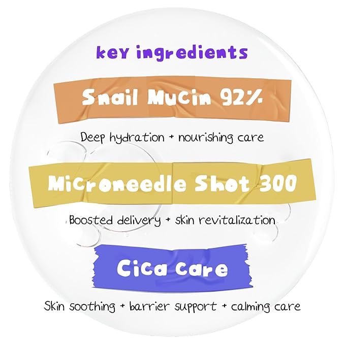 No Sticky Daily Microneedle Serum "Angry Snail" – 92% Snail Mucin, Microneedle Shot 300, Cica Care, Hydration Serum, Glass Skin, Korean Beauty, 1.69 fl oz / 50ml