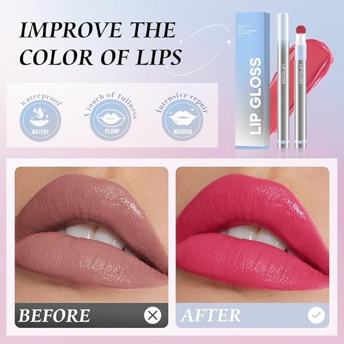 Hxssll Cushion Lip Gloss Matte Lip Tint – Long-Lasting Lightweight Color, Soft Plush Applicator for Gradient Blurred Lips, Non-Sticky Velvet Finish Hydrating Lip Stain 04#–Plum Pink