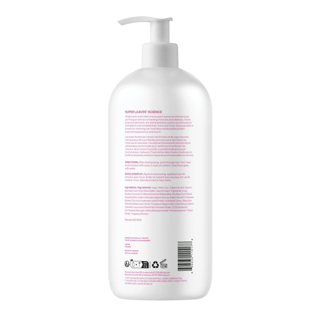 ATTITUDE Moisture Rich Hair Conditioner, For Dry and Damaged Hair, Naturally Derived Ingredients, Vegan Detangler, Dermatologiocally Tested, Quinoa and Jojoba, 32 Fl Oz