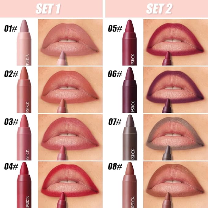 BINGBRUSH 4pcs Lip Liner Set, 2-in-1 Lip Liner and Matte Lipstick Pencil