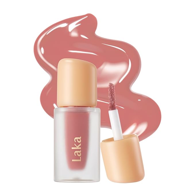 Laka Fruity Glam Tint Mini | Glowing Korean Lip Tint with Hydrating Lightweight Texture | Buildable Color, Non-Sticky High Shine Gloss | K-Beauty Korean Makeup | #145 Guava, 0.07oz