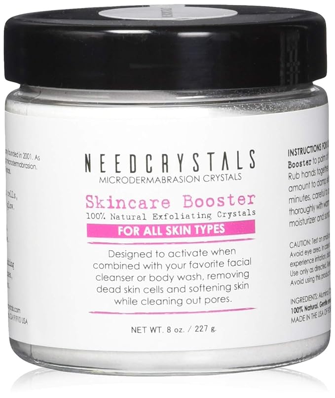 NeedCrystals Microdermabrasion Crystals 8 oz. / 227g. DIY Face Scrub. Natural Facial Exfoliator for Dull or Dry Skin Improves Acne Scars, Blackheads, Pore Size, Wrinkles, Blemishes & Skin Texture