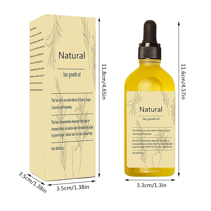 Vegan Natural Hair Growth Oil, 2 PCS Rosemary Oil for Hair Growth Organic, Hair for Dry Damaged Hair and Growth