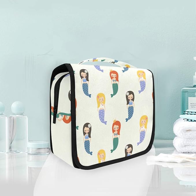 senya Hanging Travel Toiletry Bag Kit Makeup Case Cosmetics Organizer for Men Women (Colorful Mermaid)