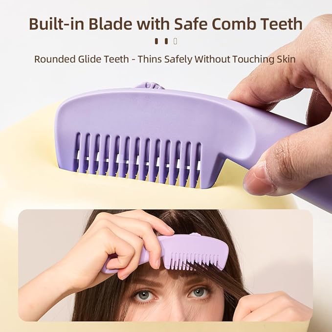 Cryslora Hair Razor Comb, Hair Thining Trimmer, Homeuse Cutting and Styling Comb (Purple)