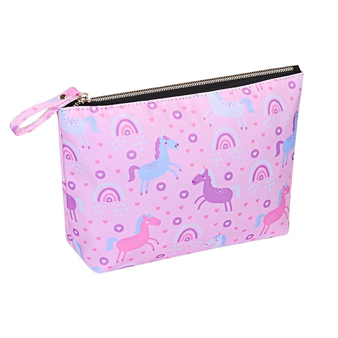 HAWEE Large Makeup Bag for Women Zipper Pouch Travel Cosmetic Organizer Animal Print, Unicorn