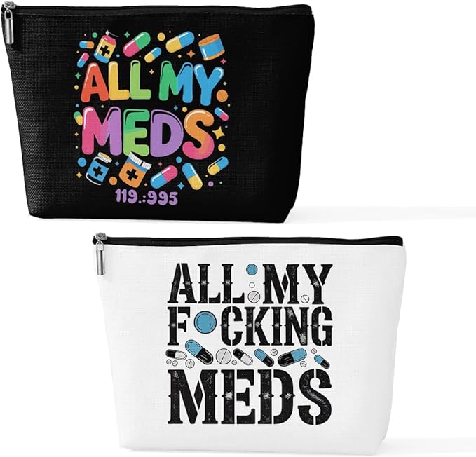 2 Pcs Medicine Makeup Bag, Travel Makeup Case Cosmetic Bags for Women Girls