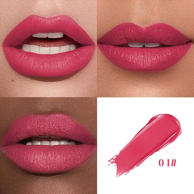 Hxssll Cushion Lip Gloss Matte Lip Tint – Long-Lasting Lightweight Color, Soft Plush Applicator for Gradient Blurred Lips, Non-Sticky Velvet Finish Hydrating Lip Stain 04#–Plum Pink