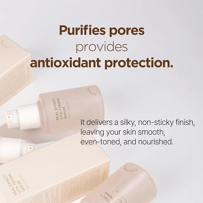 PONGDANG Real Effect Vita Toning Serum (1.01fl.oz) | Brightening Uneven Skin Tone, Refined Pores | Daily Blackheads, Pore Care with White Truffle & Niacinamide | Korean Skin Care