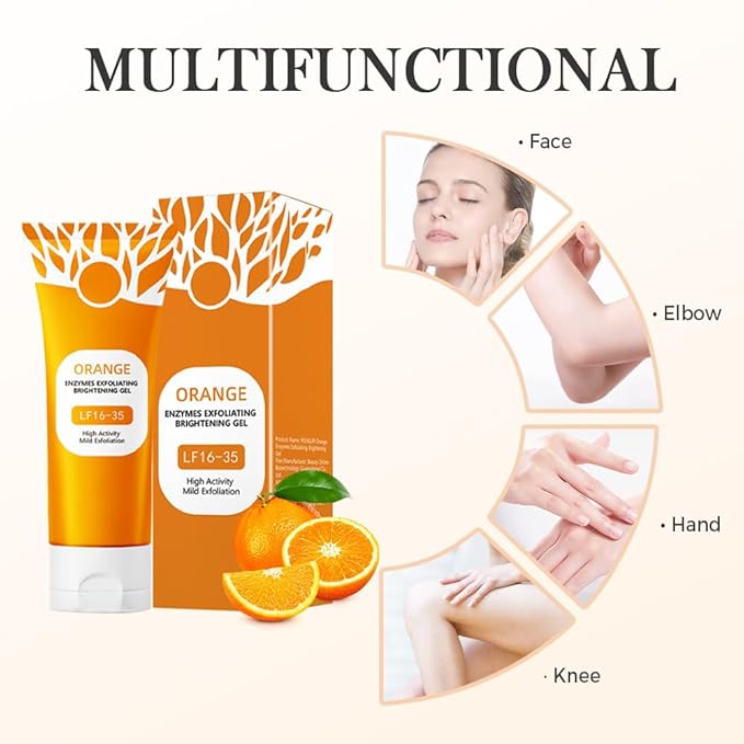 Orange Exfoliating Gel for Face and Body, 2025 New Deep Pore Orange Peeling Scrub, Cleaning Pores, Remove Blackheads Moisturize Cleansing, Facial Exfoliating Gel for All Types Skin (1PC, 3.52 Fl Oz)